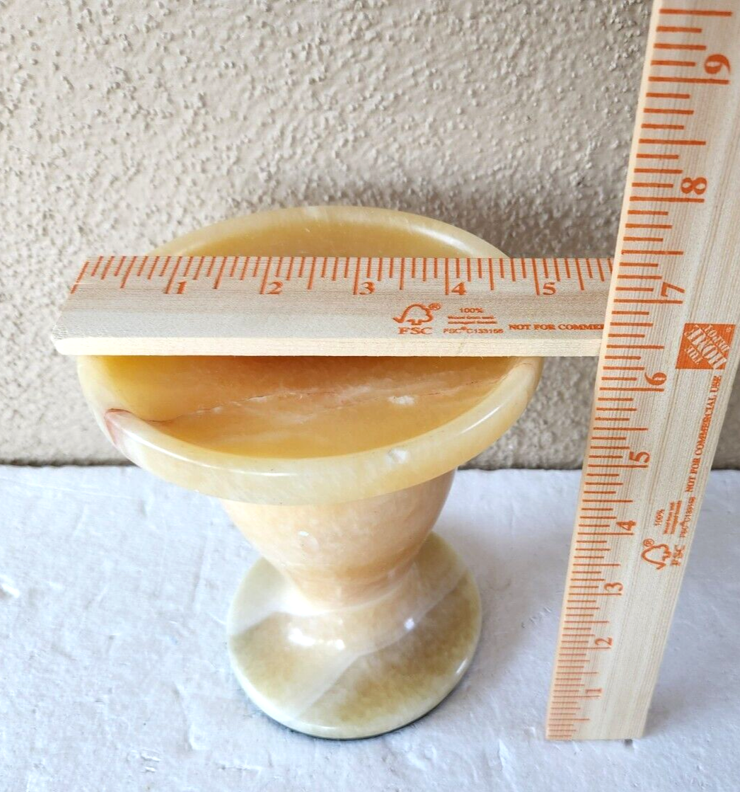 Golden Onyx Pillar Tealight Marbled Candle Holder 6"