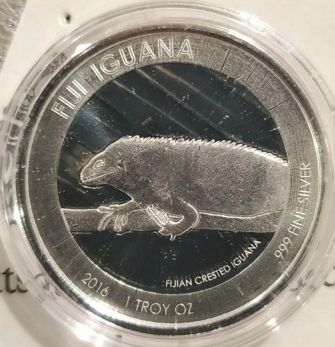 2016 1 oz .999 Fiji Iguana $1 Silver Coin in original