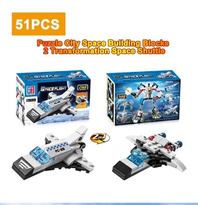 2 In 1 Transformation Building Block Toys SPACE SHUTTLE PLANE  Collect All 5!