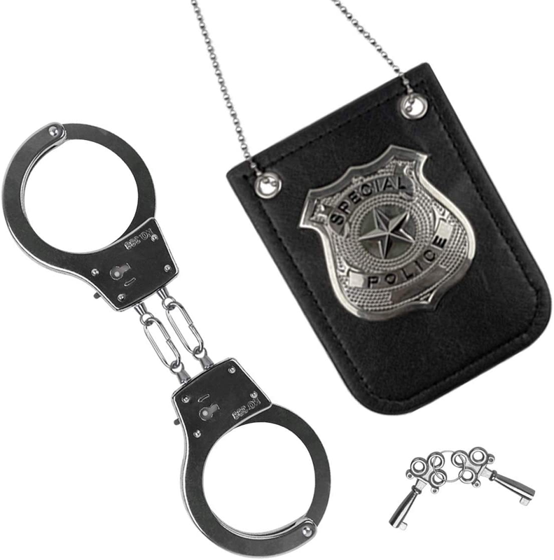 Police Badge and Handcuffs Toys Cop Pretend Role Play Set for Boys Girls Kids Ha