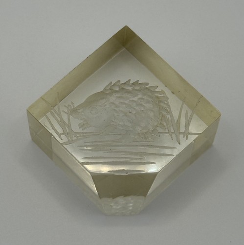 Vintage Clear Plastic Hedgehog Paperweight Decorative Ornament