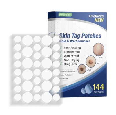 144pcs Wart Remover Patches Quick Effective Mole Skin Tag Removal Pad Sticker