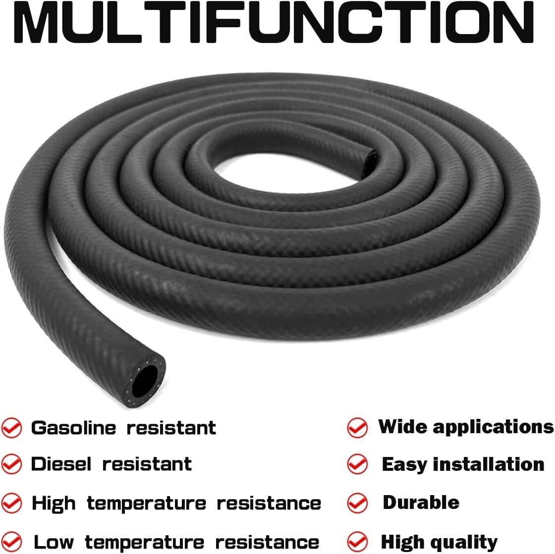 7FT  1/4” x 1/2” Fuel Line Hose Kit for Briggs MTD Craftsman Troy Bilt Cub Cadet