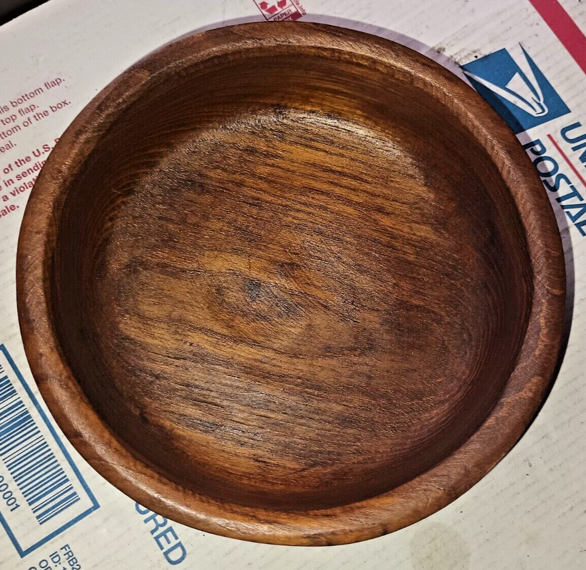 Vintage Southeast Asian Teak Wood Bowl Rustic Handmade Wood Carved Salad 6" x 2"