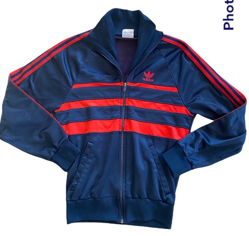 VTG 80s Adidas Made in USA Track Jacket Red Blue Mens S Arnel Triacetate  Poly