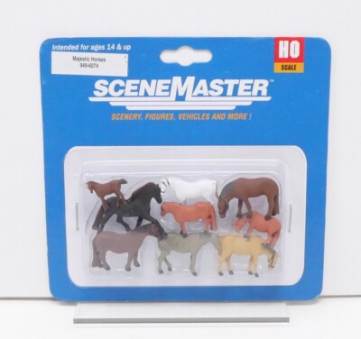 Scene Master 949-6074, Majestic Horses, 9, Barn Farm Layout & Scenery, HO Scale