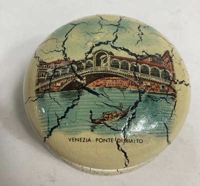 Vintage Venezia Ponte De Rialto Vanity Jewelry Case Box 8cm Retro Collectible