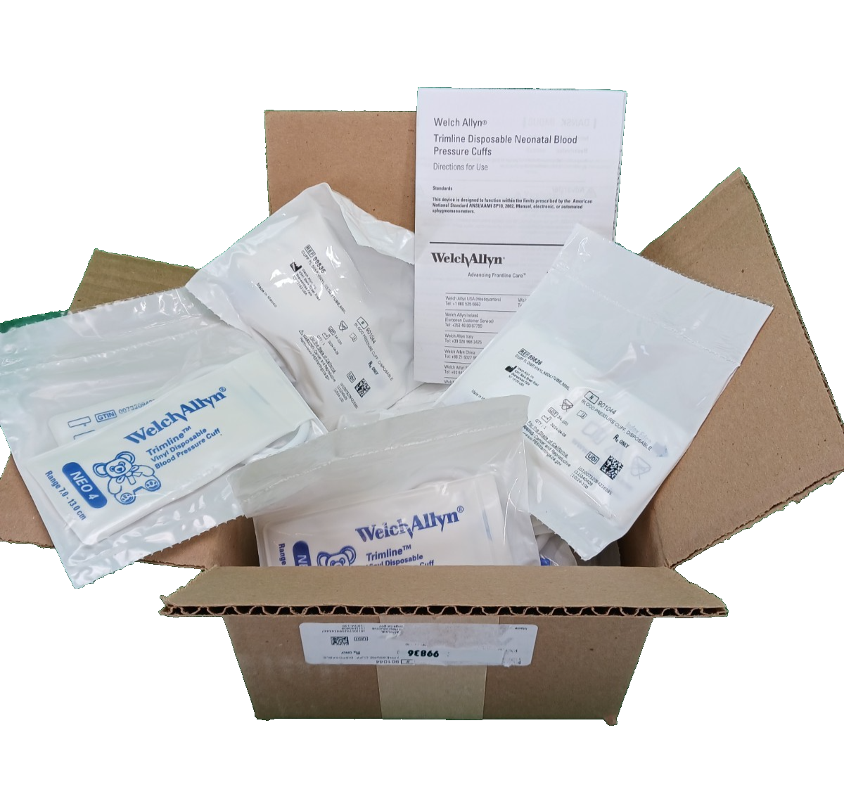 Welch Allyn Trimline Disposable Vinyl Single Tube BP Cuffs NEO4 Case of 40 99836