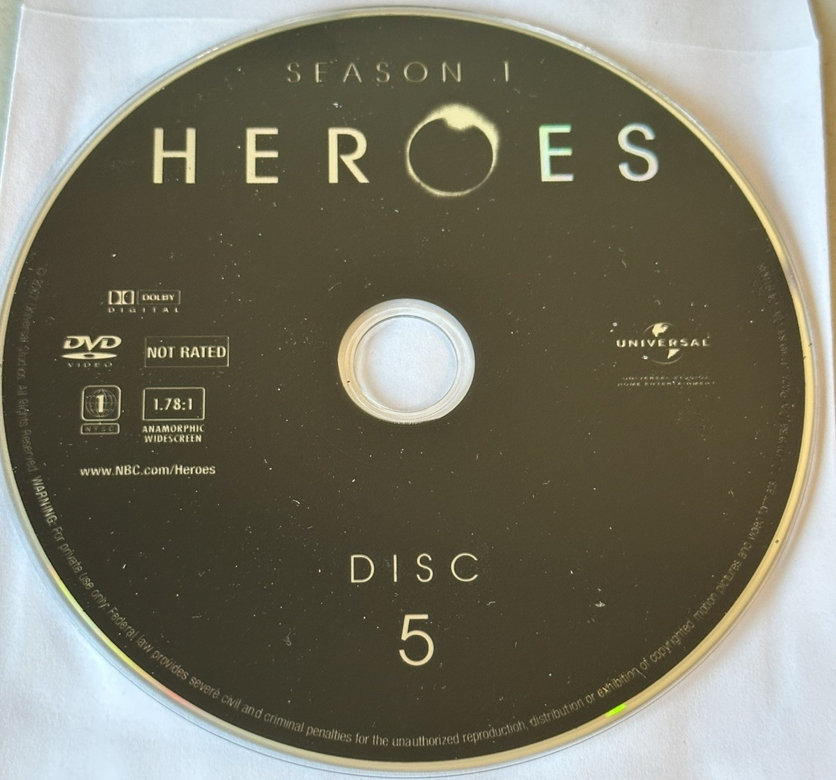HEROES TV Series Season 1 Disc 5 Replacement (DVD) NO CASE + TRACKING
