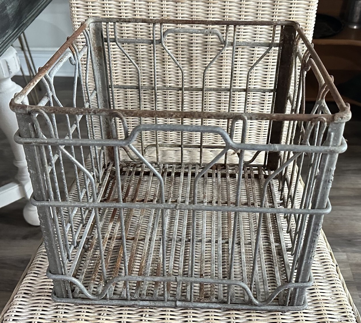 Vintage Sealtest Wire Milk Crate Box Dairy Metal Wire