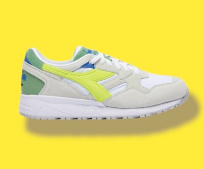 Diadora N9002  White Volt Green men's running Shoes Italy  