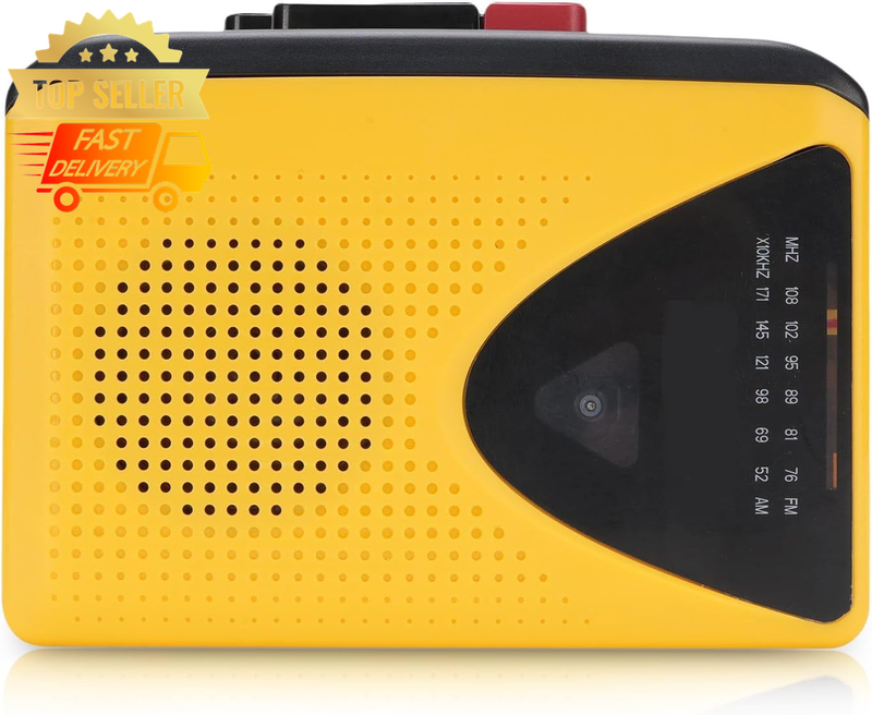 Retro Cassette Player, Tape Recorder, AM FM Radio, Built-In Mic, Headphone Jack