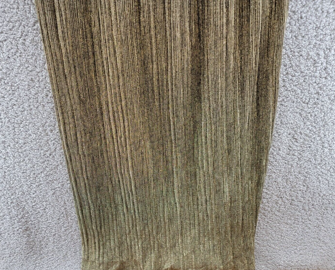 Pre-owned Bcbgmaxazria Pleated Metallic Evening Gown Women's M Gold Cutout Back Button Zip