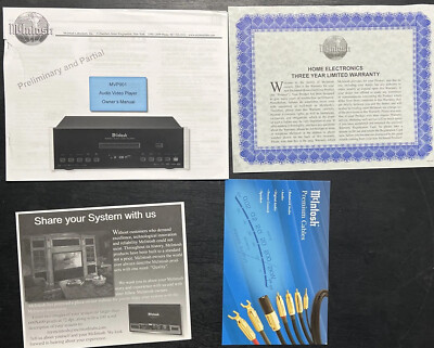 Original McIntosh MVP901 DVD Audio/Video Player Manual, Warranty Cert, Cable NEW