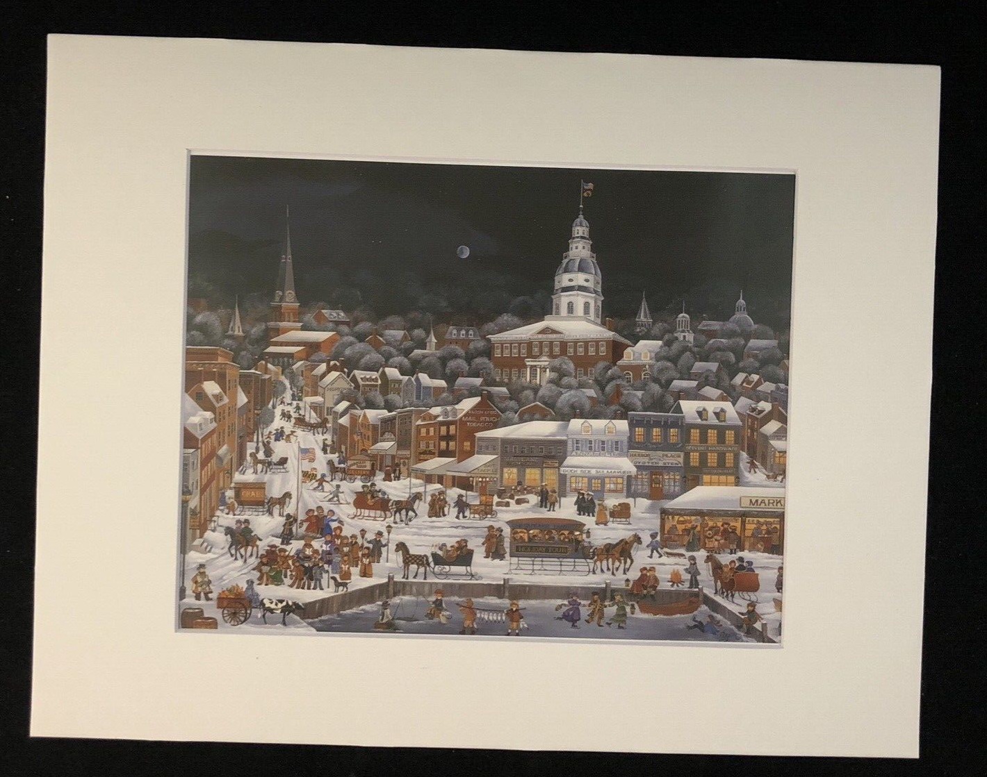 "Annapolis Eve" by Carol Dyer 11 x 14 Matted Folk Art Print