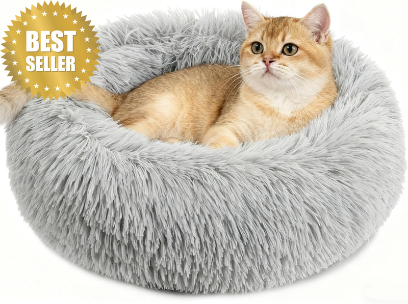 Cat Bed, Cat Beds for Indoor Cats Washable, Orthopedic Soft Fluffy round Calming