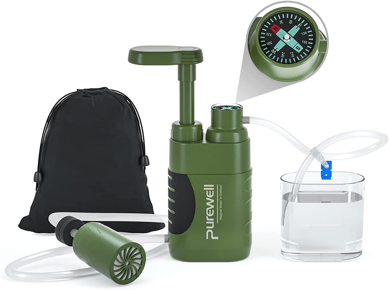 Pump With Replaceable Carbon 0.01 Micron Water Filter, 4 Filter S