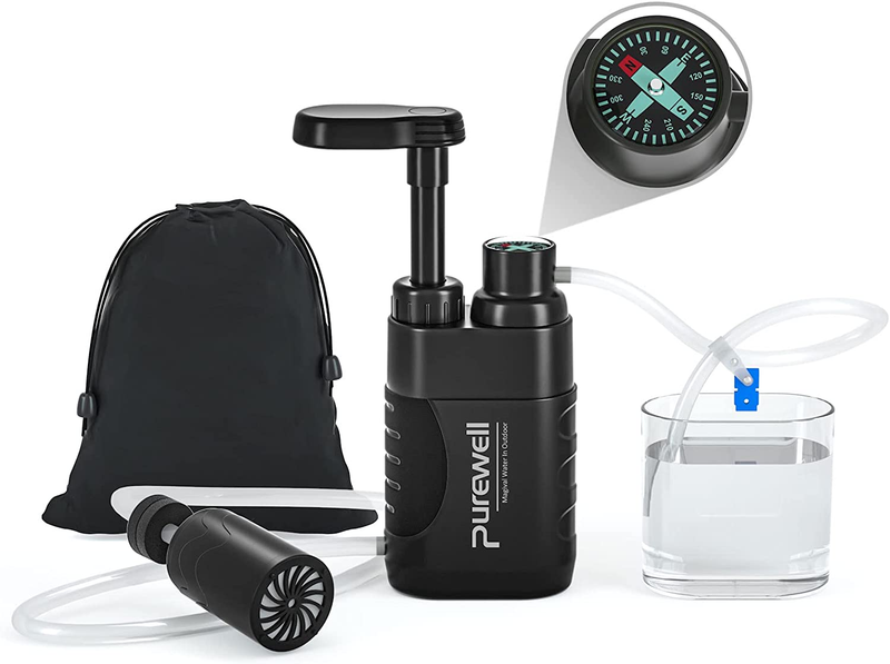 Pump With Replaceable Carbon 0.01 Micron Water Filter, 4 Filter S