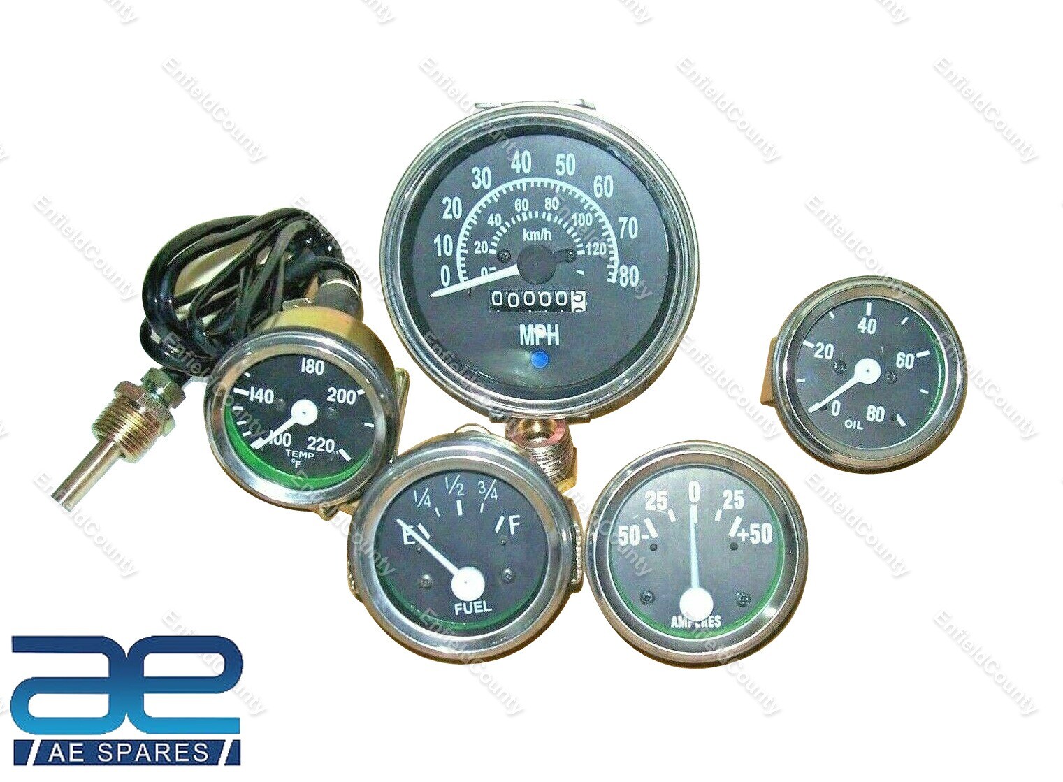 For Willys Jeeps MB GPW CJ Gauges Speedometer MPH/KPH+Temp+Oil + Amp Gauge 