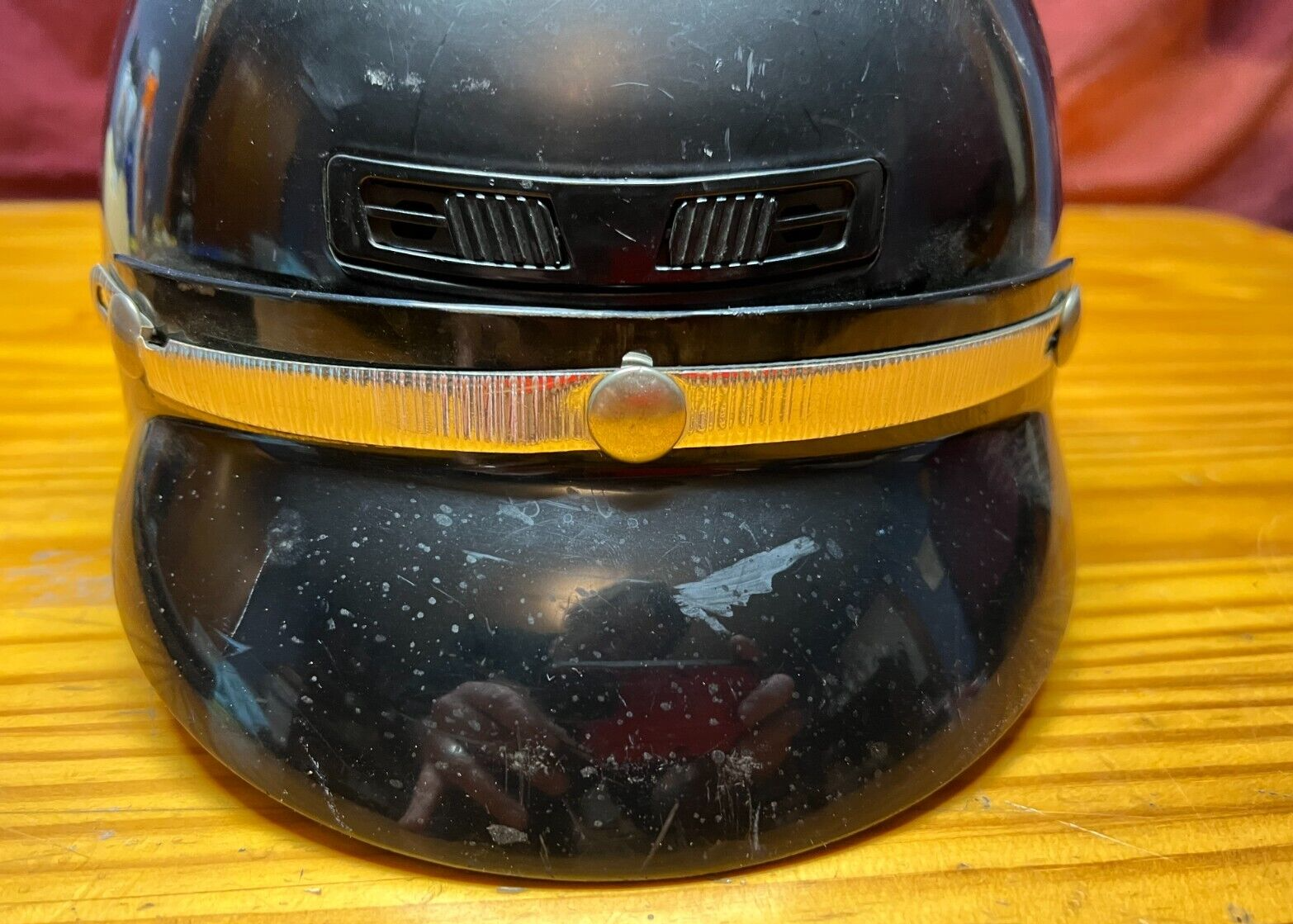 Vintage THH Model T-5 Black Motorcycle Helmet Large DOT with Visor and Head Vent