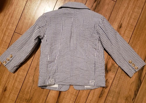 Kitestrings by Hartstrings Toddler boys 2T Seersucker blue striped BLAZER Jacket