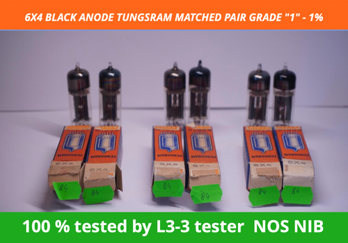 2x 6X4 Tungsram 1950 NOS Matched Pair EZ90 Tube Hungary