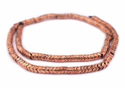 Rustic Copper Snake Beads 7mm Unusual Large Hole 25 Inch Strand