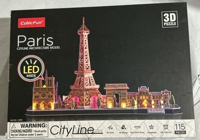 CubicFun LED Paris CityLine L525H Architecture Model 3D Puzzle 115 Pieces