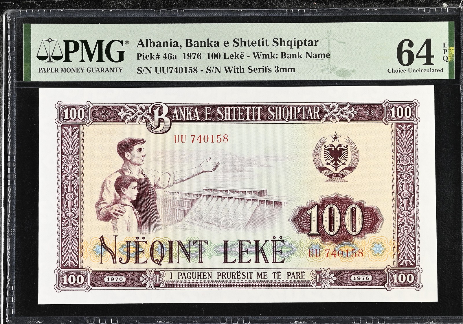 Albania 100 Leke 1976 P 46 a Choice UNC PMG 64 EPQ Hydroelectric dam