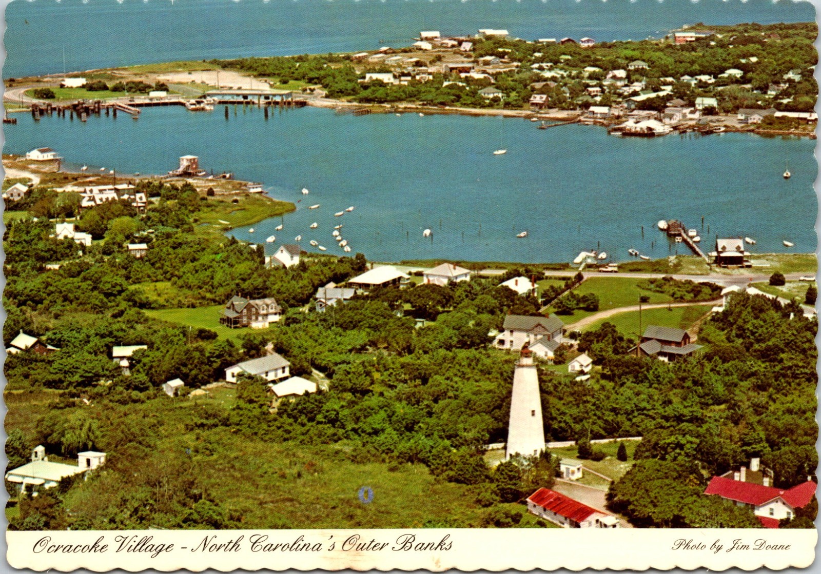 Ocracoke Village North Carolina Outer Banks Aerial Postcard Lighthouse