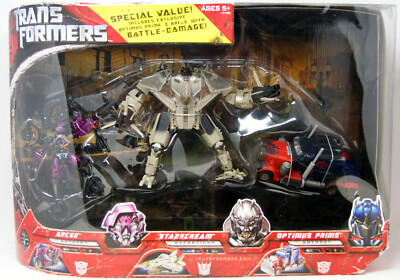 Transformers - 3-Pack - Starscream mit Battle-Damage Arcee & Optimus Prime
