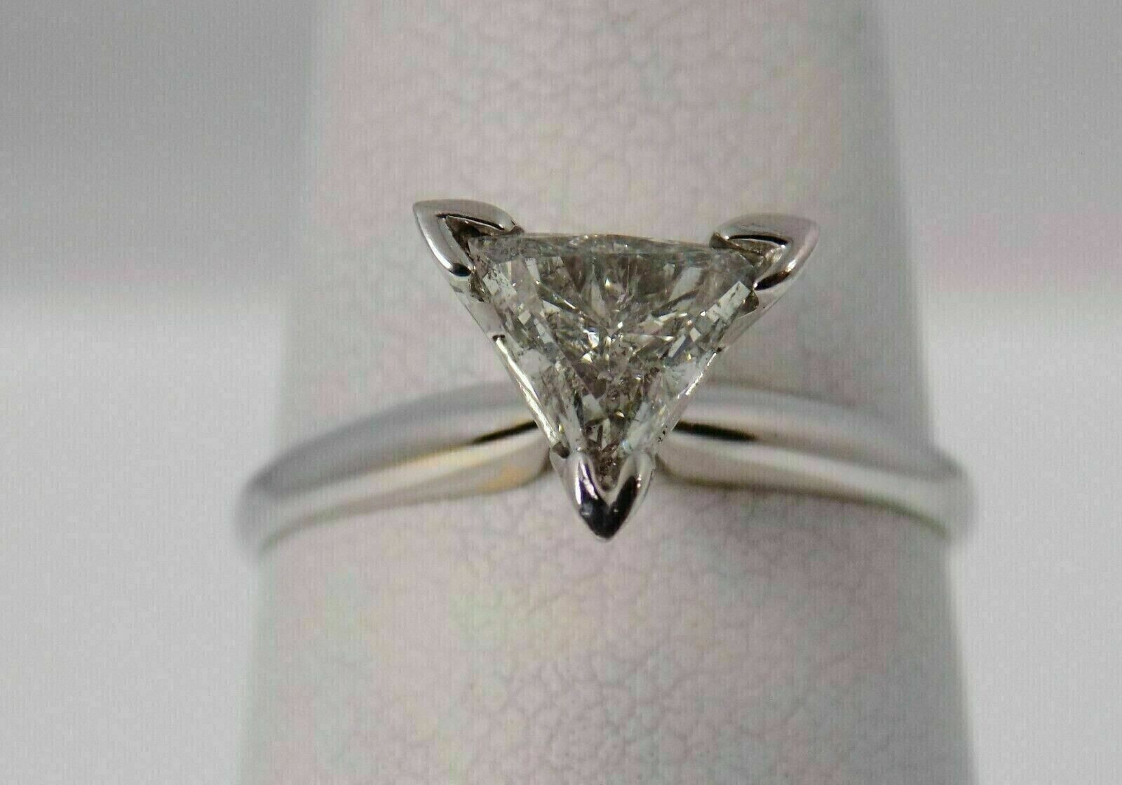 Trillion Cut Simulated Diamond Women's Wedding Pretty Ring 14K White Gold Plated