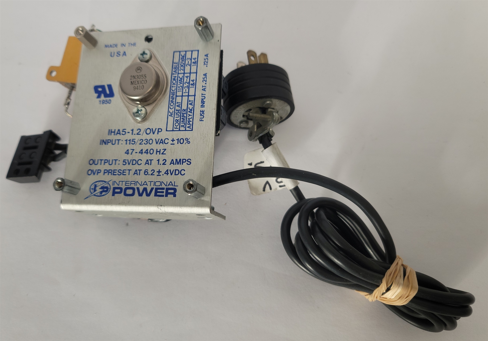 International Power IHA5-1.2/OVP Power Supply, 5VDC @ 1.2 Amps...