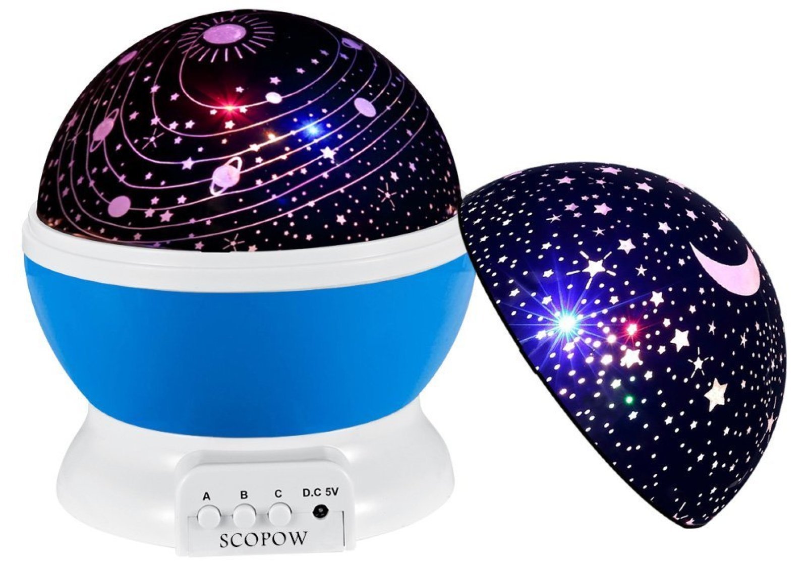 Baby Cot Nursery Star Sun Moon Night Light Projector Lamp Mode