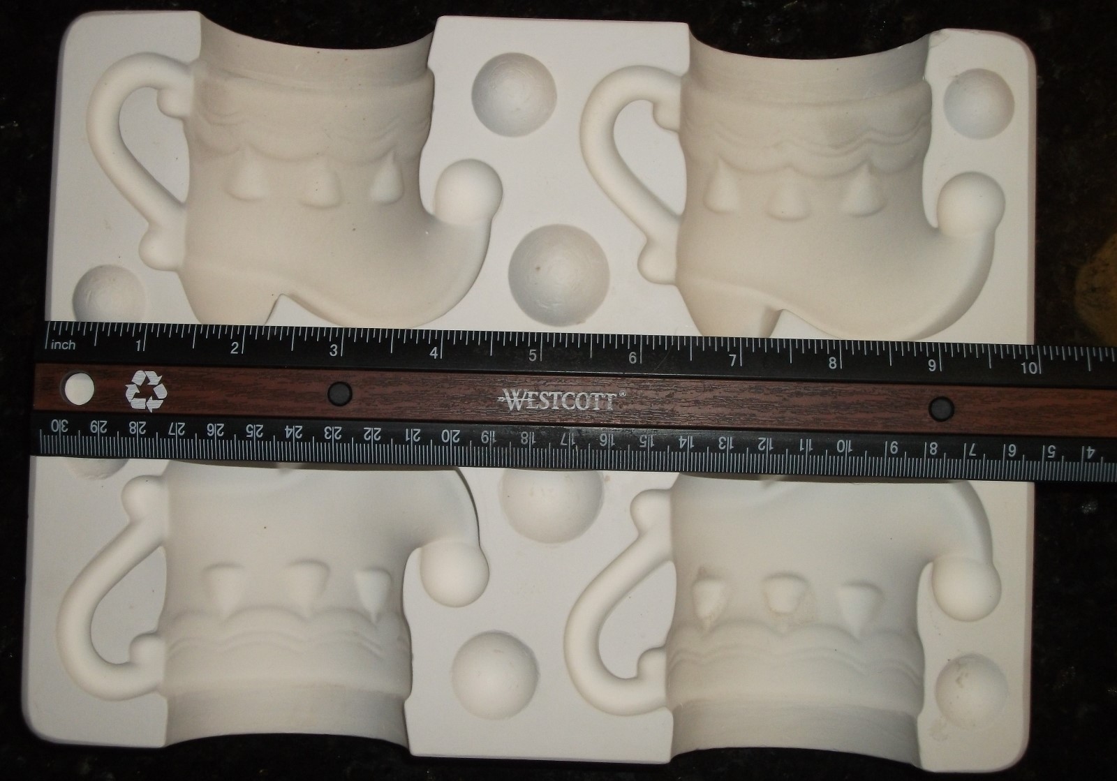 Mold for ceramic castings - R574 - Christmas Boot/Stocking Cup - 2 cups in mold