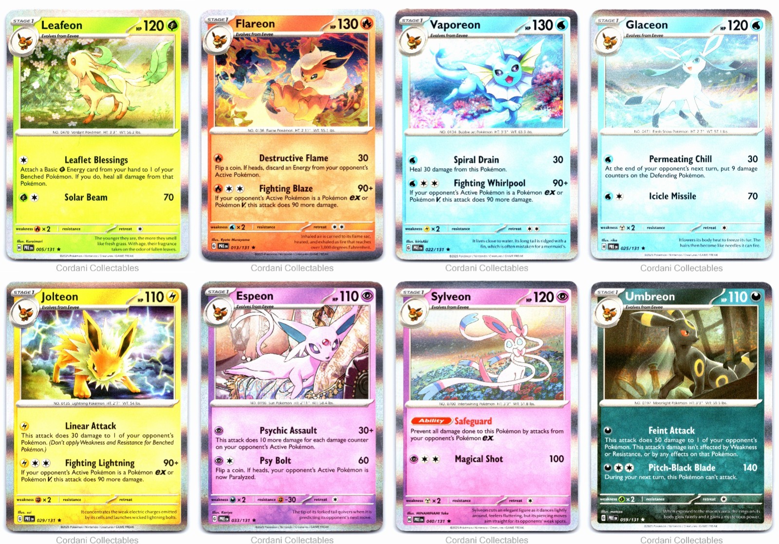 Prismatic Evolutions - Eeveelutions Complete Holo Rare Set - Pokemon Bundle