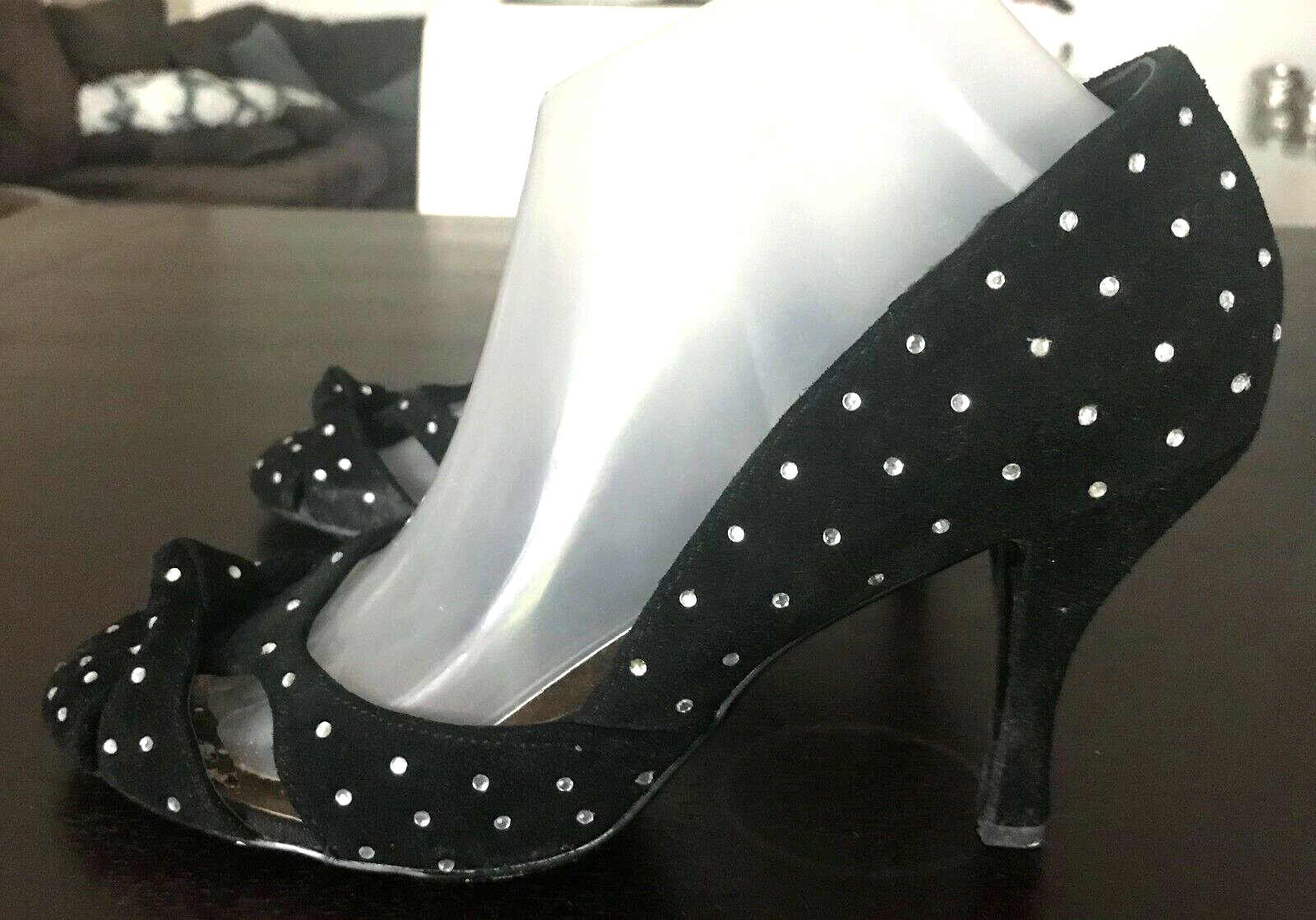 FRIIS & COMPANY High Heel Pumps Black Suede Crystal Embellished Shoes Size 40
