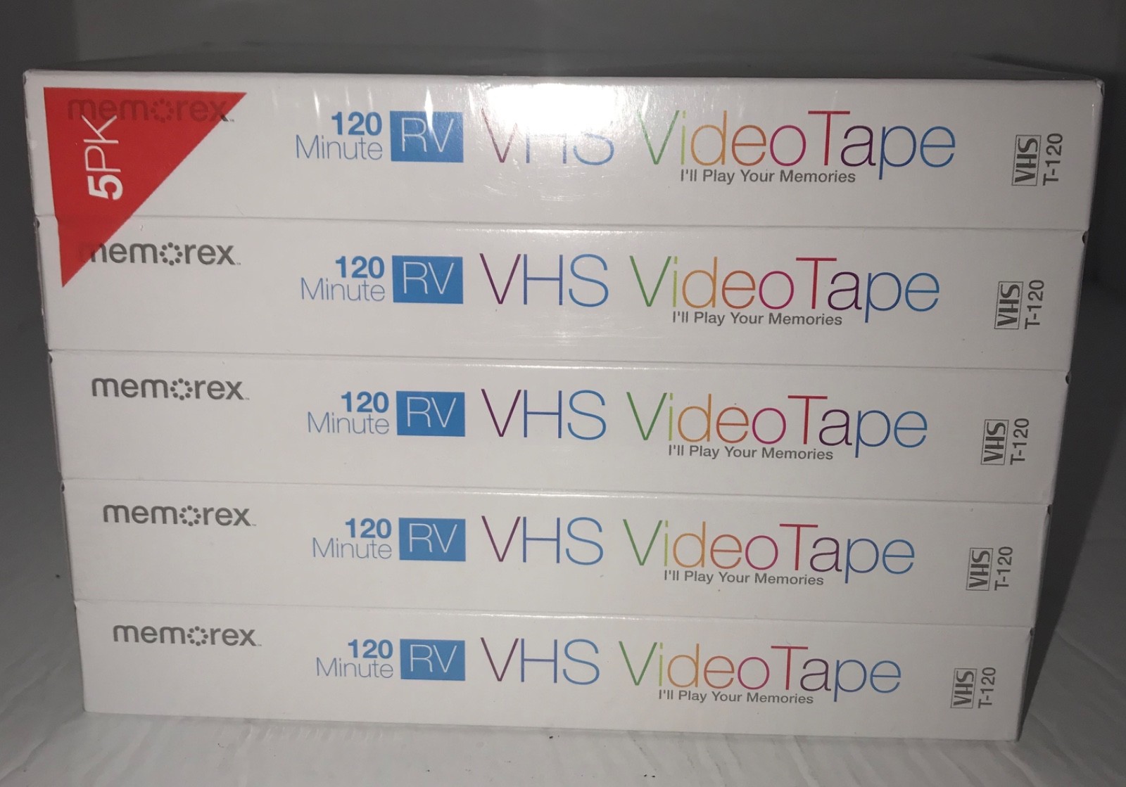 MemorexT-120RV 6HR 5-PACK VHS Video Tapes Blank New Factory Sealed