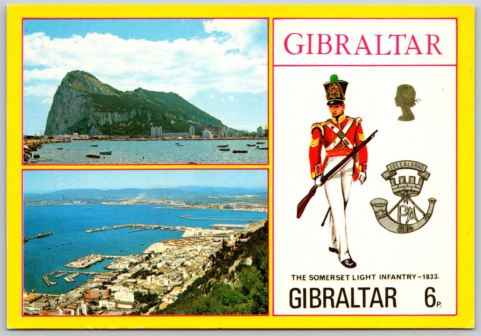 Gibraltar The Somerset Light Infantry Dual View Postcard