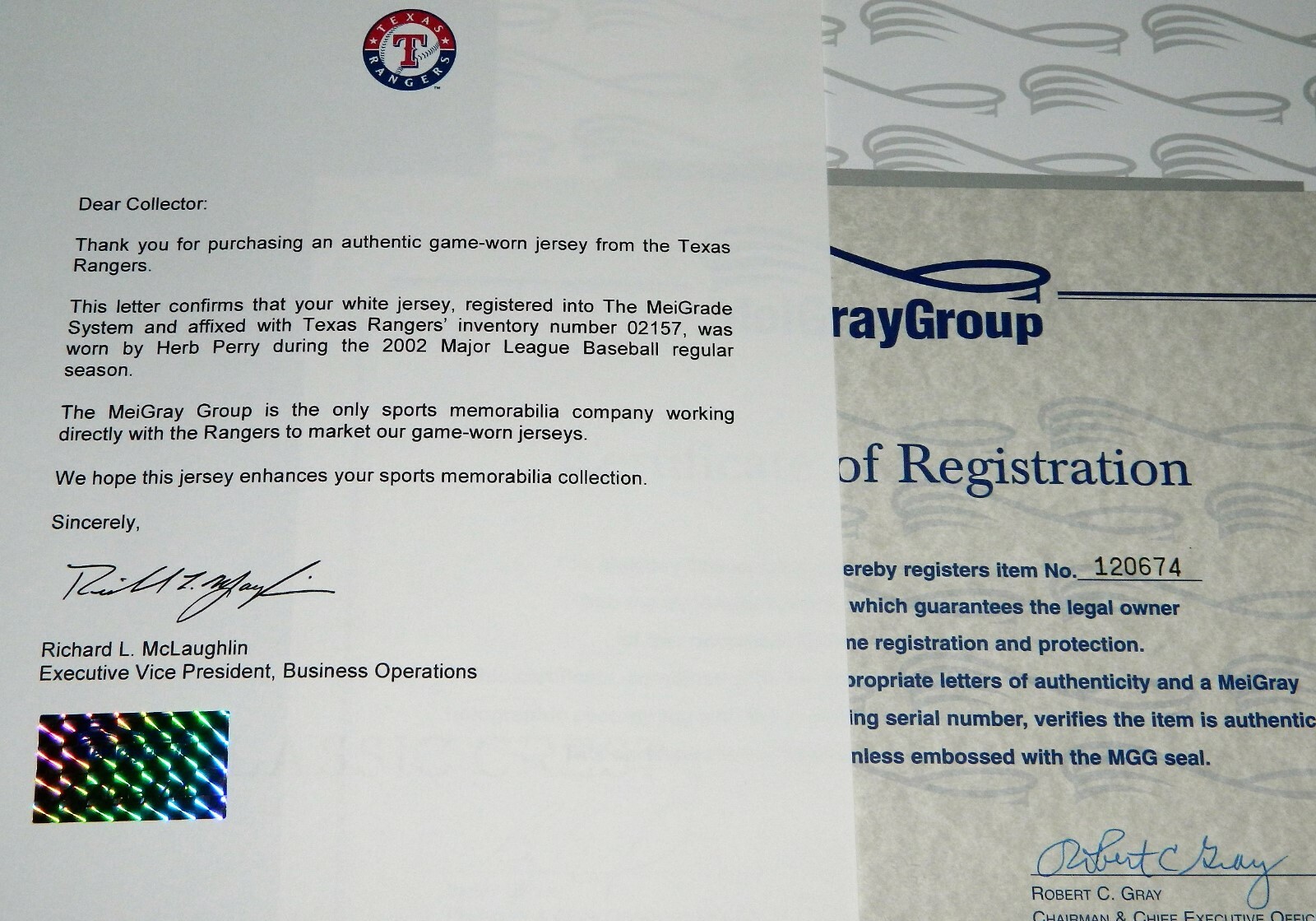 2002 Herb Perry (Set 2) Game Worn Texas Rangers Home Jersey #35 - Rawlings