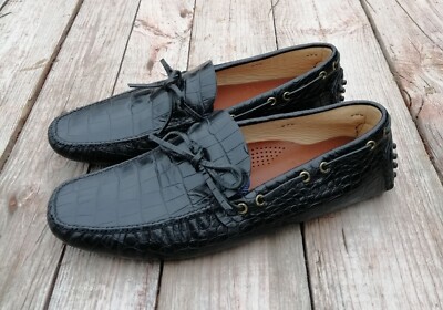Marchio Registrato CAR SHOE Black Leather Driving Shoes ITALY Men's 11,5