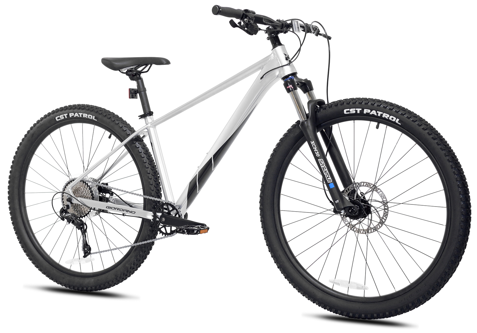 Giordano 29-inch Men's Valor Mountain Bike, Front Suspension, 10 Speeds, Silver