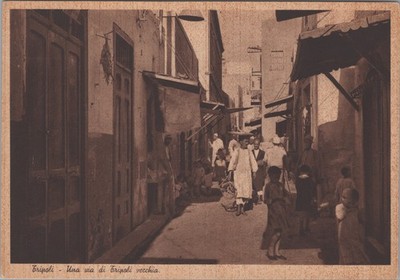 Tripoli Libya Old City Street Scene Postcard 1920s Italian Colonial Meghidesc