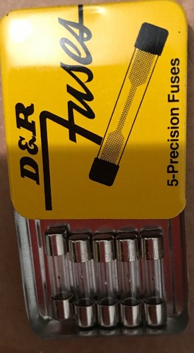 D & R FUSES  MINI-( 5-PER PK) IN METAL STORAGE CONTAINER #T520- 2 1/2 AMP