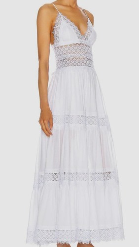 Pre-owned Charo Ruiz $718  Women's White Cindy Lace Sleeveless Maxi Dress Size L