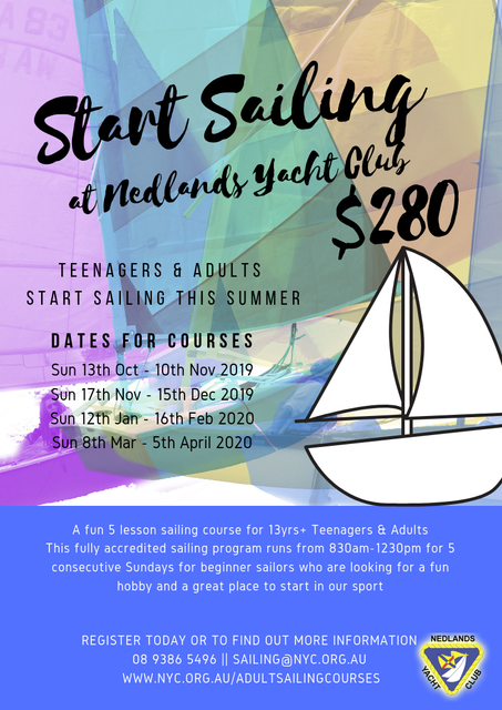 Adults Learn To Sail Upskilling Courses Classes Nedlands