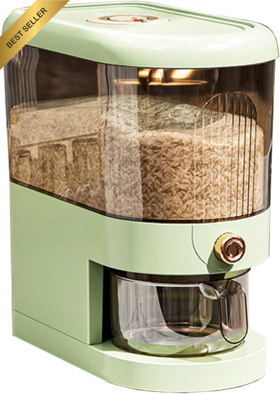 Rice Dispenser, Grain Container Storage, Measuring Cylinder with Lid, Sealed Ric