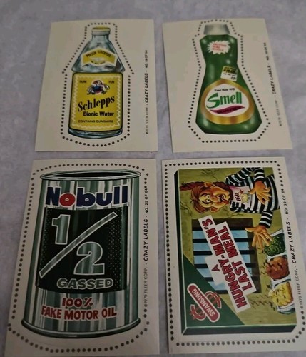 1979 Fleer Crazy Labels # 8 7 1 4 Lot Of 4 Cards / Stickers