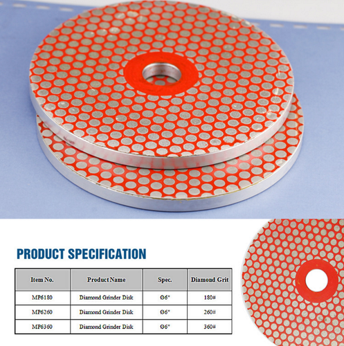 1pc 180 GRIT DIAMOND GRINDING DISK FOR DIAMOND TECH BEVEL MAX GRINDER 6"