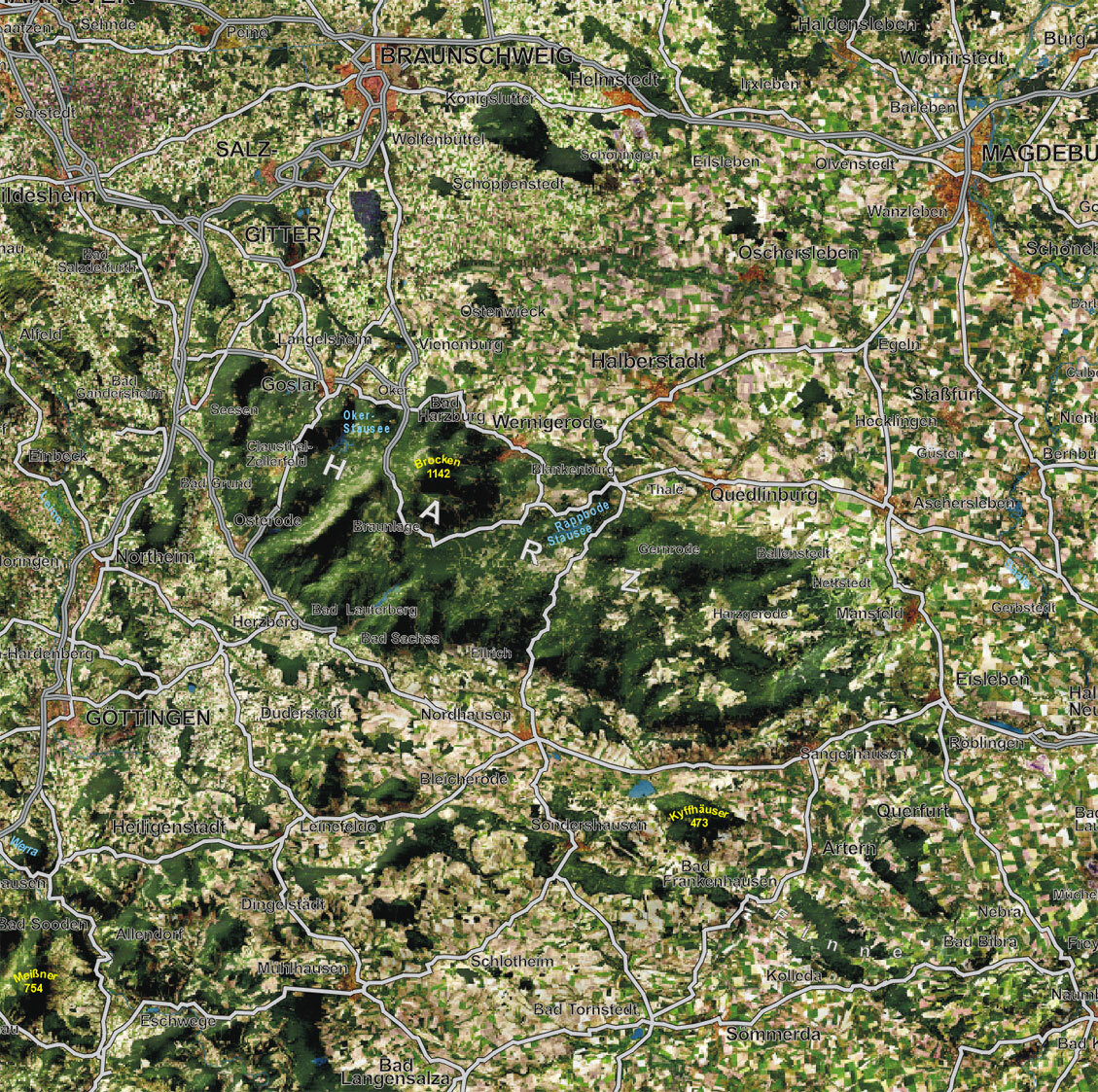Panorama Satellitenbild Deutschland Panoramakarte 138cm x 96 cm 